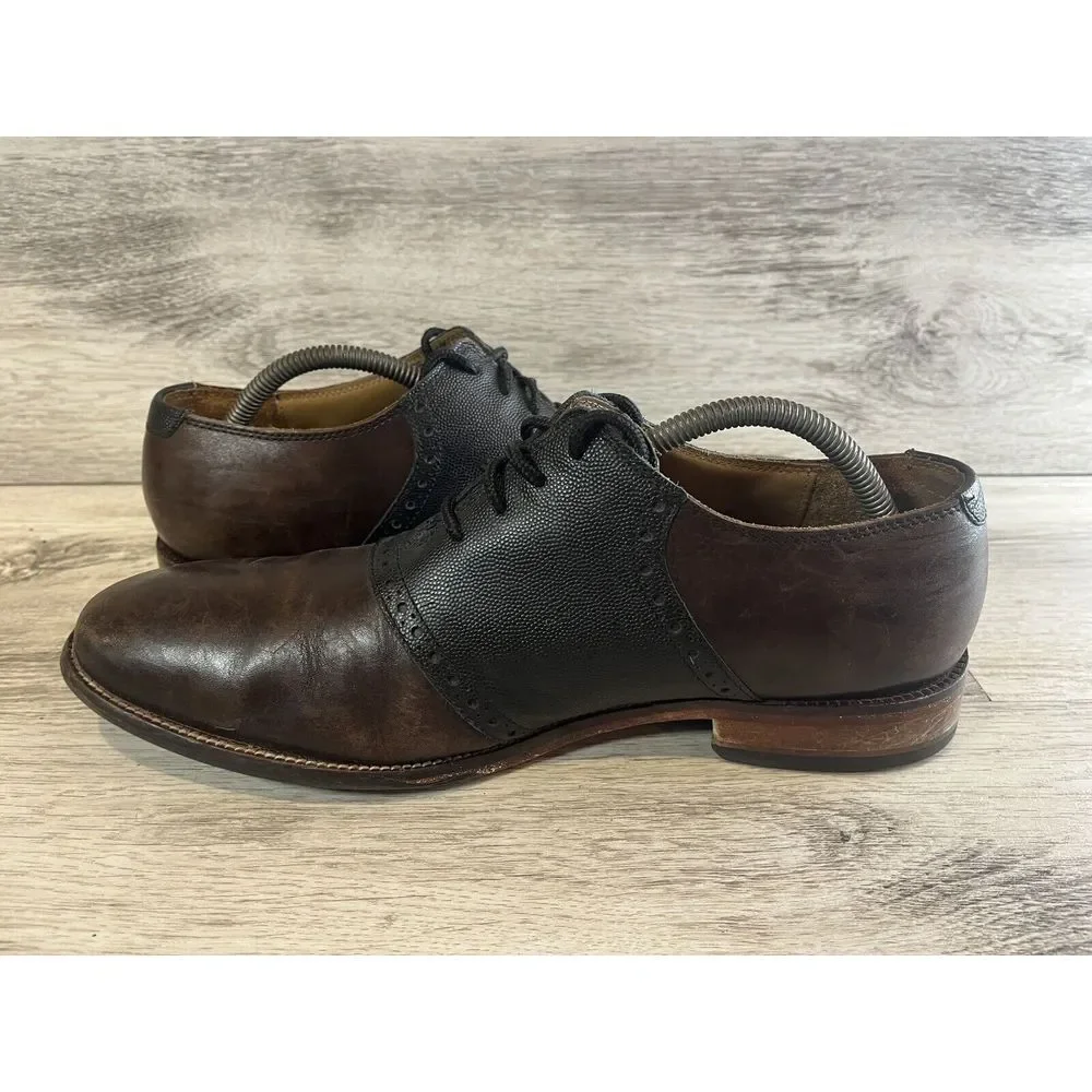 Cole Haan Leather Dress‎ Shoes Two Tone Brown Black C21807 Mens 9.5 Lace Up